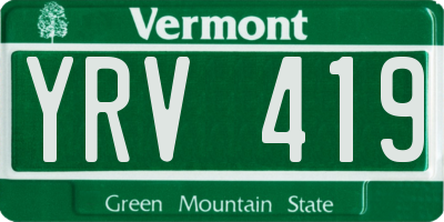 VT license plate YRV419