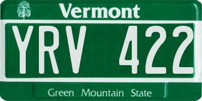 VT license plate YRV422