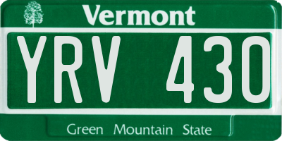 VT license plate YRV430