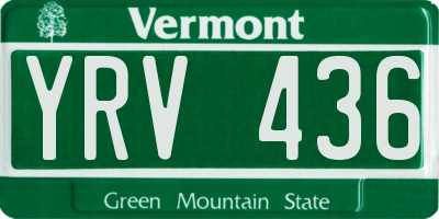 VT license plate YRV436