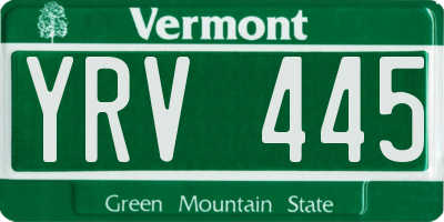 VT license plate YRV445