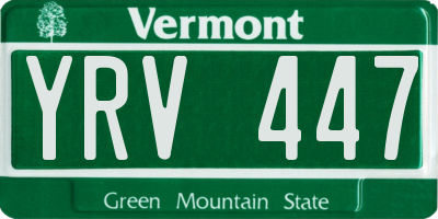 VT license plate YRV447
