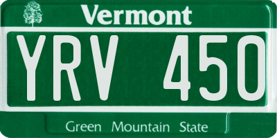 VT license plate YRV450