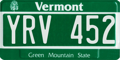 VT license plate YRV452