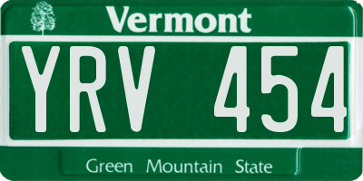 VT license plate YRV454