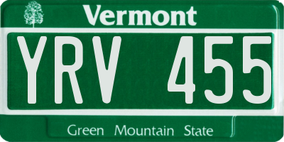 VT license plate YRV455
