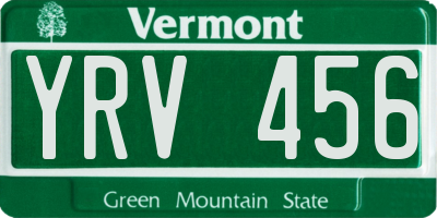 VT license plate YRV456