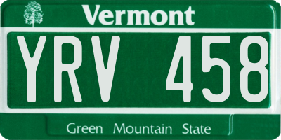 VT license plate YRV458
