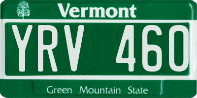 VT license plate YRV460