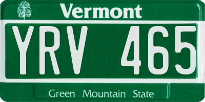 VT license plate YRV465