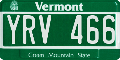 VT license plate YRV466