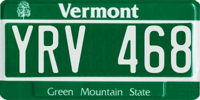 VT license plate YRV468