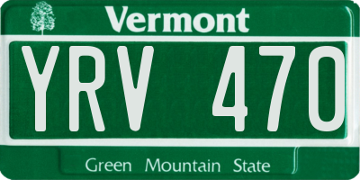 VT license plate YRV470