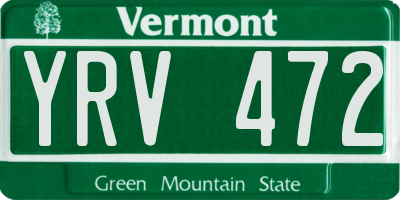 VT license plate YRV472