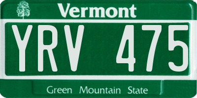 VT license plate YRV475