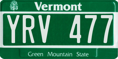 VT license plate YRV477