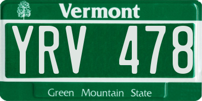 VT license plate YRV478