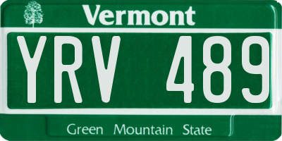 VT license plate YRV489