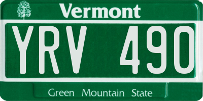 VT license plate YRV490
