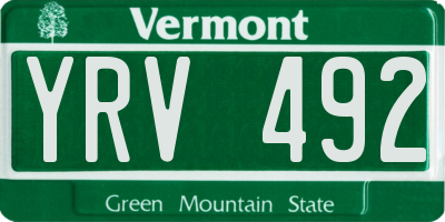 VT license plate YRV492