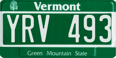 VT license plate YRV493