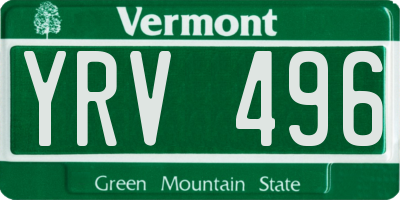 VT license plate YRV496