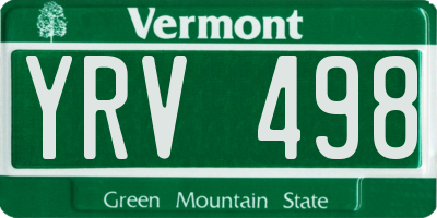 VT license plate YRV498