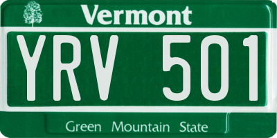 VT license plate YRV501