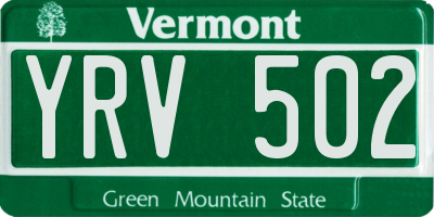 VT license plate YRV502