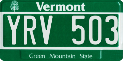 VT license plate YRV503