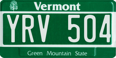VT license plate YRV504