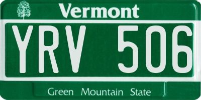 VT license plate YRV506