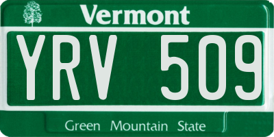 VT license plate YRV509