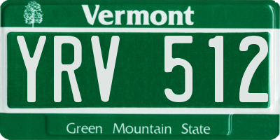 VT license plate YRV512