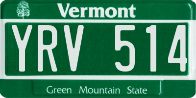 VT license plate YRV514