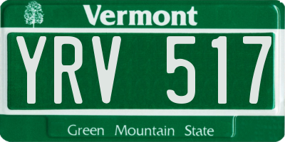 VT license plate YRV517