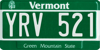 VT license plate YRV521