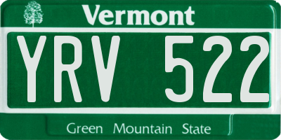 VT license plate YRV522