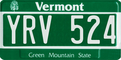 VT license plate YRV524