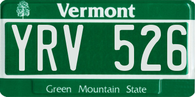 VT license plate YRV526