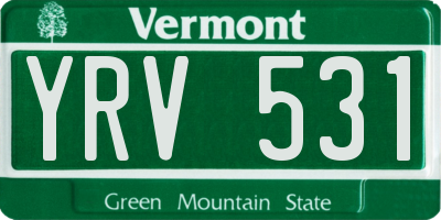 VT license plate YRV531