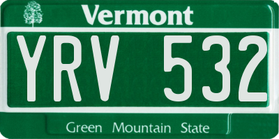 VT license plate YRV532