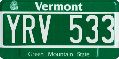 VT license plate YRV533