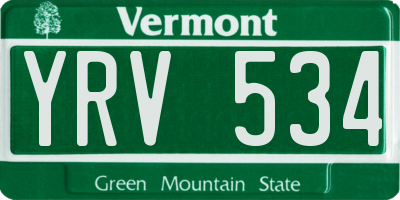 VT license plate YRV534