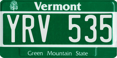 VT license plate YRV535