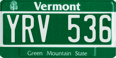 VT license plate YRV536