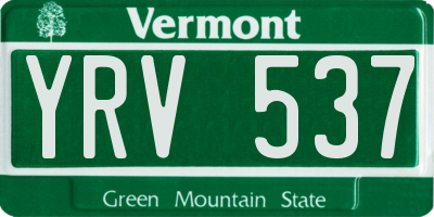 VT license plate YRV537