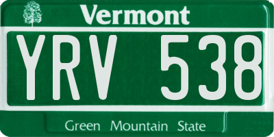 VT license plate YRV538