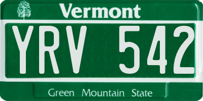 VT license plate YRV542