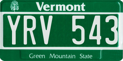 VT license plate YRV543